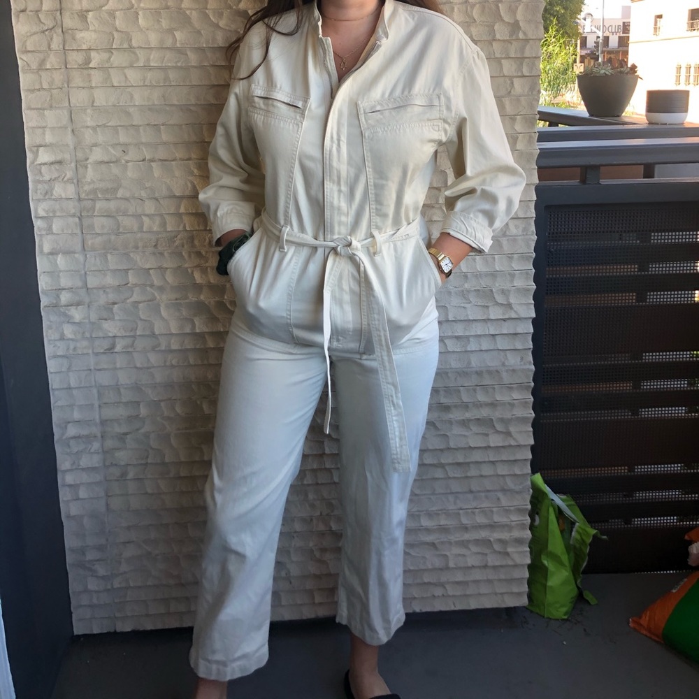 Cream gap utility jumpsuit